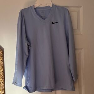 Nike Sky Blue V-Neck Long Sleeve Top